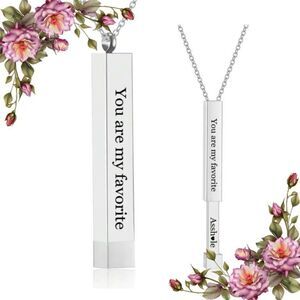 Stainless Steel Engraved 'You are my‎ favorite ...Assh*le' Nesting Doll Necklace